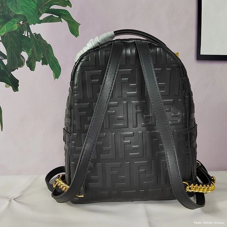 Cheap Leather Nappa Backpack In Motif FF Mini Fendi Black 0815